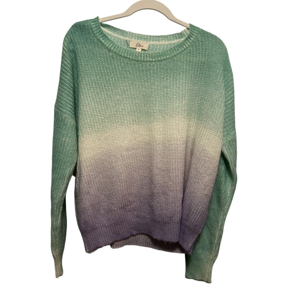 Elan‎ Womens S Ombre Wool Mohair Open Knit Oversized Sweater Pullover Lavender S